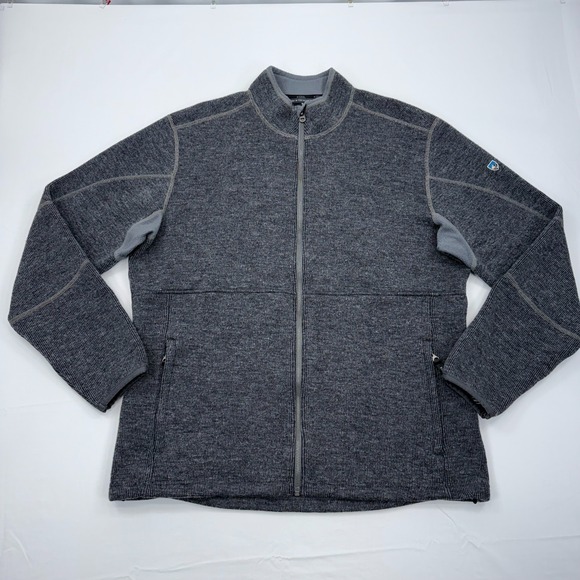 Kuhl Thor Thermokore Fleece Wool Blend Sweater Mens XL Jacket Full Zip 3169 Gray